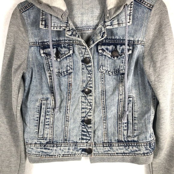 Highway Jeans Girls Denim Jacket Size S Hooded Sweatshirt Button Up Casual - Picture 4 of 15